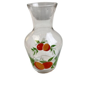Orange Juice Carafe Pitcher Vintage Kitchen Glass Breakfast Fruit Serveware